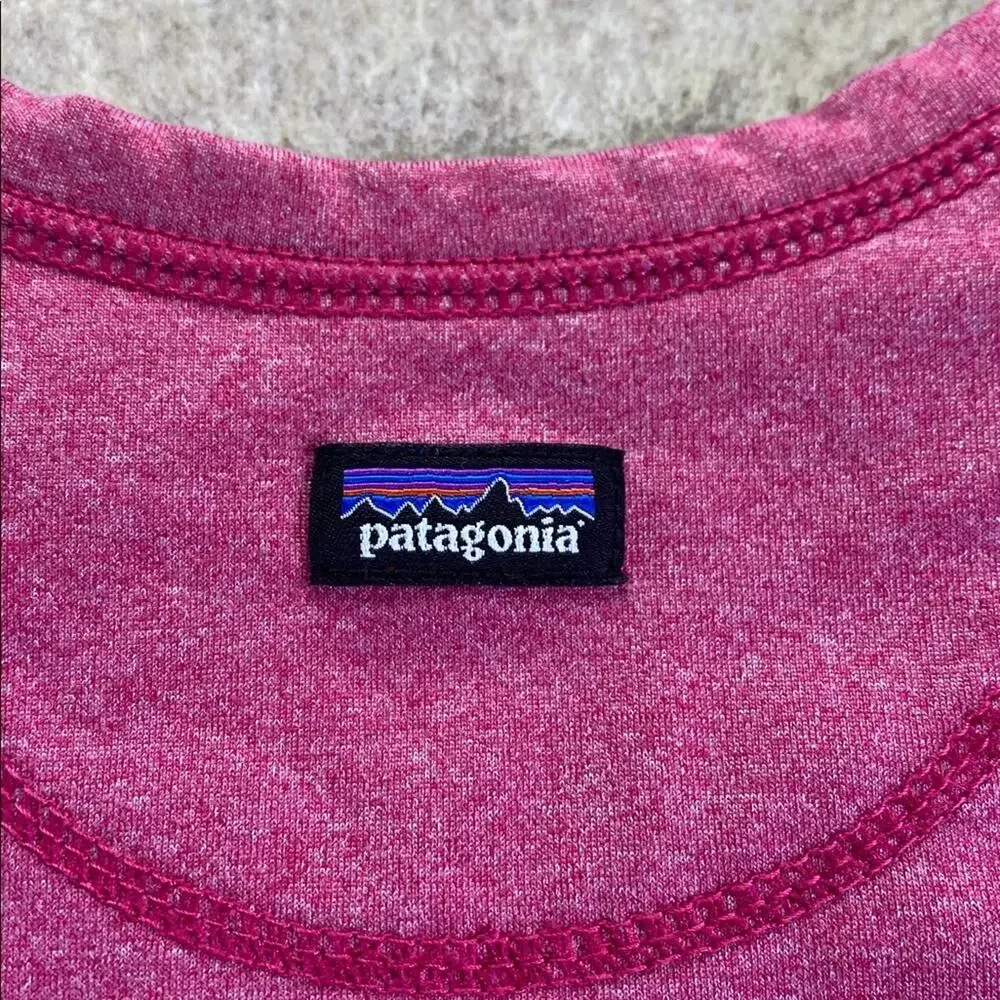 Patagonia Spell out Fuchsia  Long Sleeve Capilene Baselayer Bodysuit Size 12-18M